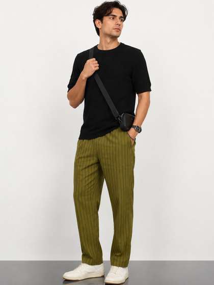 HERE&NOW Men
                        Striped Relaxed Easy Wash Trousers