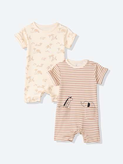 Mothercare Unisex Pack
                    of 2 Printed Short Sleeve Rompers