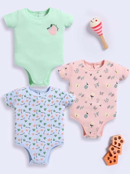 SUPER SQUAD Infant Set
                      Of 3 Printed Cotton Bodysuit