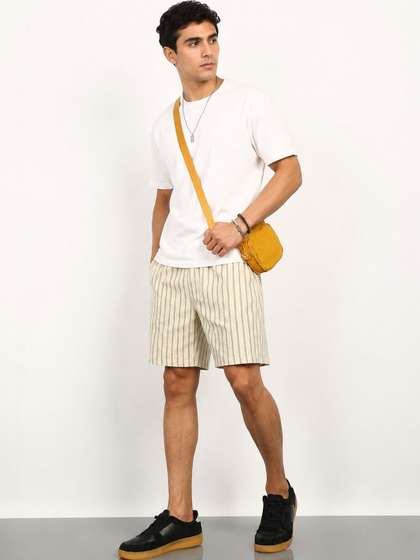 HERE&NOW Men
                        Striped Linen Technology Shorts