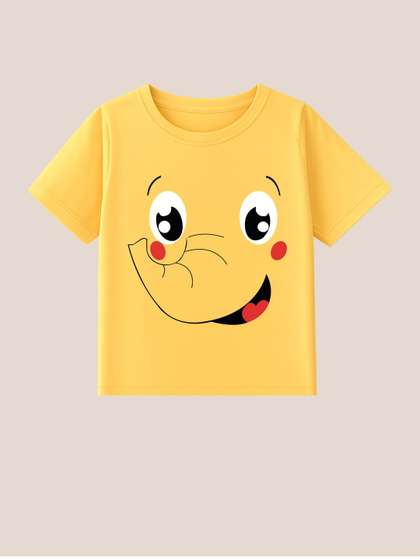 BLUSHES Kids Graphic
                    Printed Round Neck Cotton T-shirt