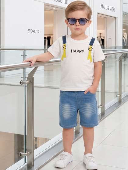 S B STAR UNISEX
                            Unisex Kids Printed Round Neck Short Sleeves
                            T-shirt with Shorts