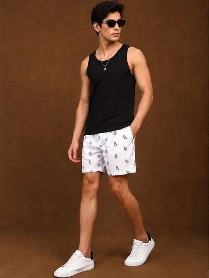 HERE&NOW Men
                        Floral Printed Linen Shorts