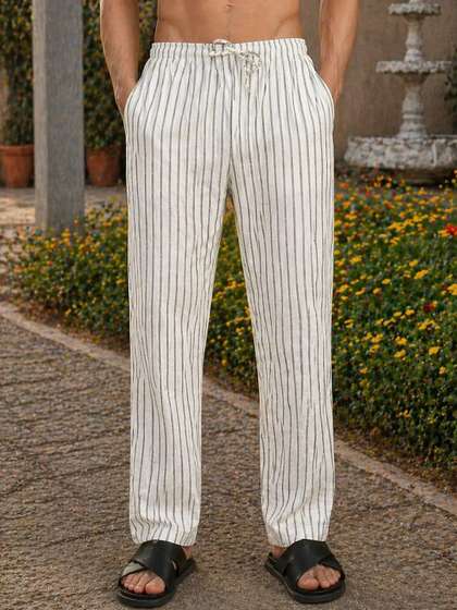 HERE&NOW Men
                          Striped Relaxed Easy Wash Trousers