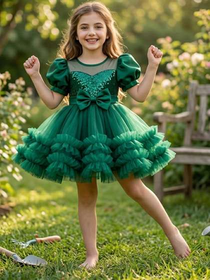 YK Puff Sleeve A-Line
                    Dress
