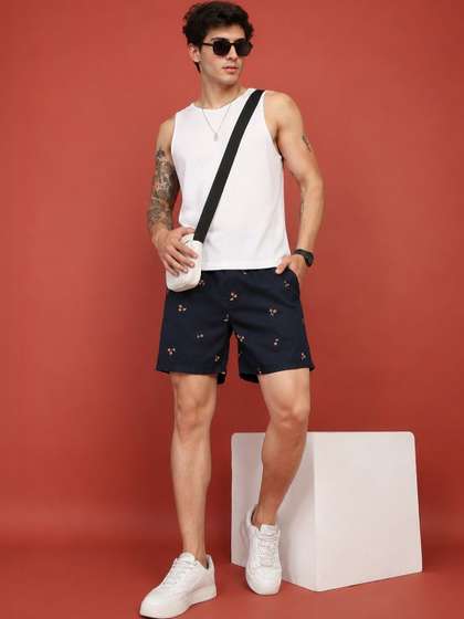 HERE&NOW Men
                        Conversational Printed Linen Shorts