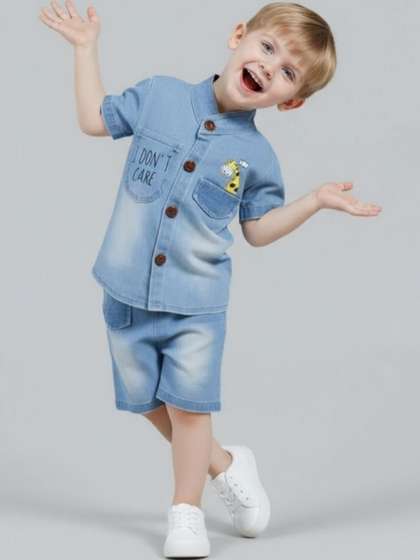 S B STAR UNISEX Unisex
                    Kids Printed Mandarin Collar Short Sleeves Shirt
                    with Shorts