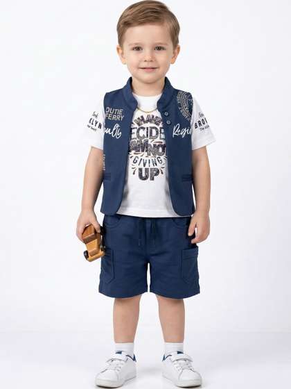 Mr.hero Boys Printed
                      Round Neck T-shirt & Shirt With Shorts