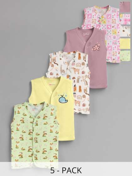 HELLCAT Kids Pack Of 5
                    Graphic Printed V-Neck Cotton Jhabla Vest T-shirt