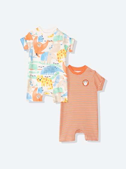 Mothercare Boys Pack of
                    2 Printed Short Sleeve Rompers