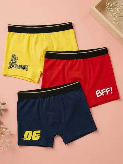 Button Bear Boys Pack of
                    3 Cotton Blend Assorted Printed Trunks