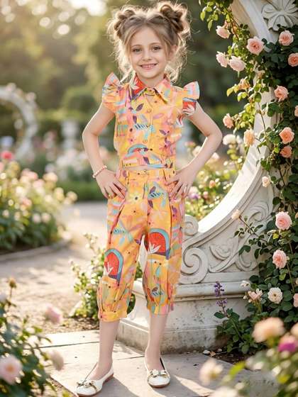 Lei-Chie Girls Printed
                    Top with Trousers