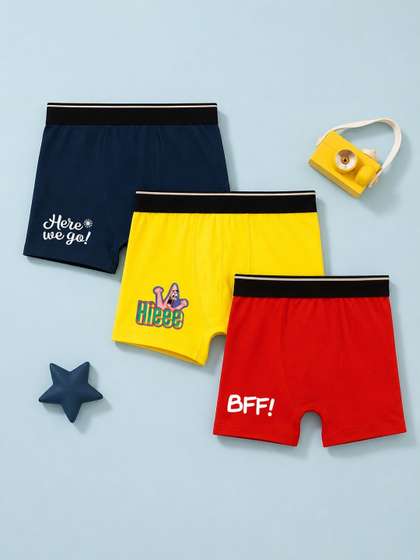 Button Bear Boys Pack of
                    3 Cotton Assorted Printed Trunks