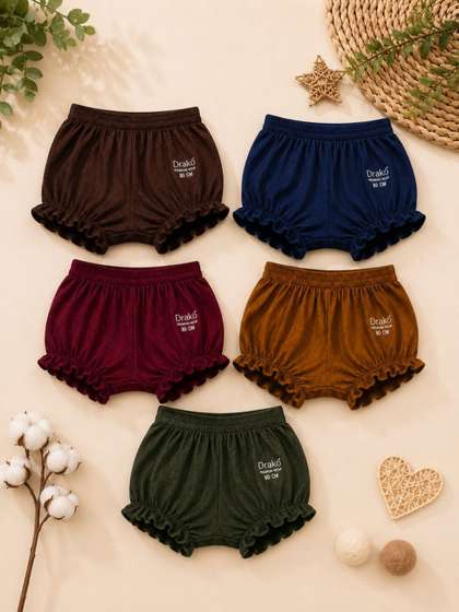 DRAKO Girls Pack Of 5
                    Mid-Rise Cotton Basic Briefs