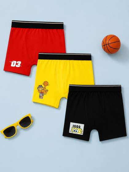Button Bear Boys Pack of
                    3 Cotton Assorted Printed Trunks