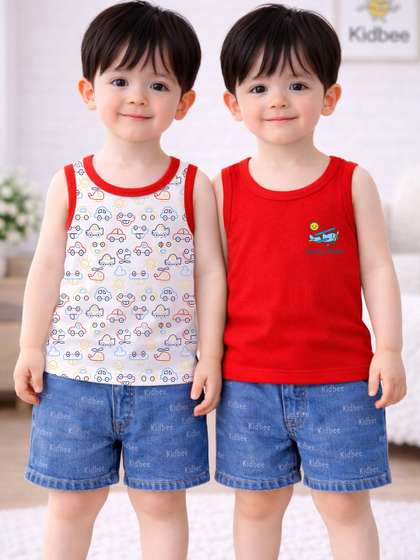 KidBee Pack of 2 Printed
                    Cotton Basic