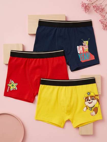 Button Bear Boys Pack of
                    3 Cotton Blend Blend Assorted Printed Trunks