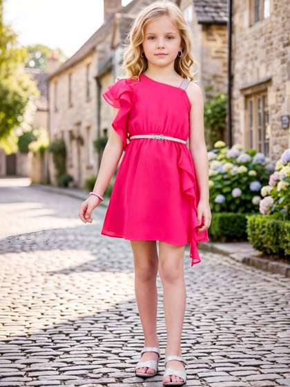 Lei-Chie Girls Georgette
                    Fit & Flare Mini Dress