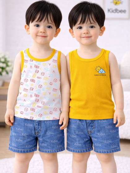 KidBee Pack of 2 Printed
                    Cotton Basic