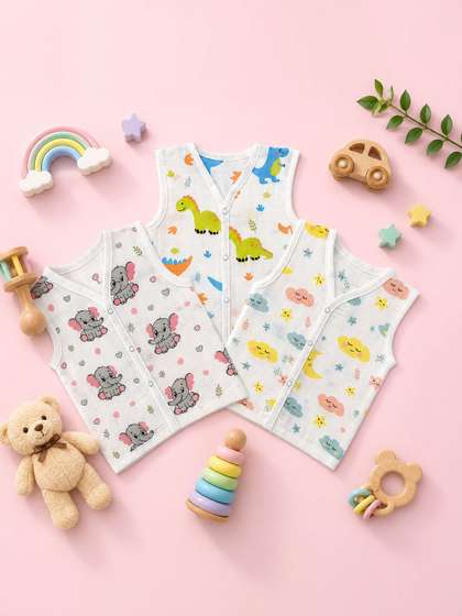 Born Babies Pack of 3
                    Printed Organic Cotton Jhabla