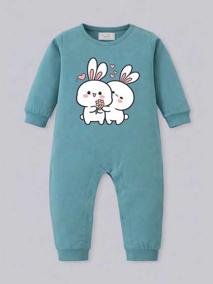 BLUSHES Infants Printed
                    Pure Cotton Round Neck Romper