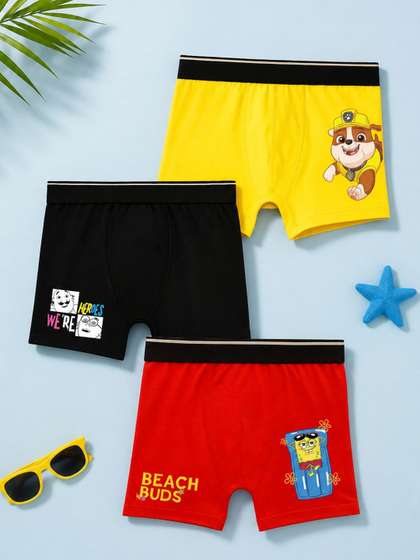 Button Bear Boys Pack of
                    3 Cotton Blend Assorted Printed Trunks