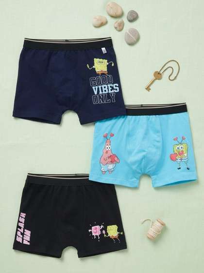 Button Bear Boys Pack of
                    3 Cotton Printed Trunks