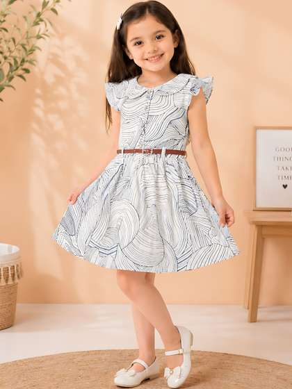 Arshia Fashions Girls
                    Print Fit & Flare Sleeveless Cotton Dress