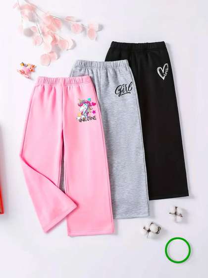 NAUGHTYMEN Girls Pack of
                    3 Relaxed Fit Graphic Print Track Pants