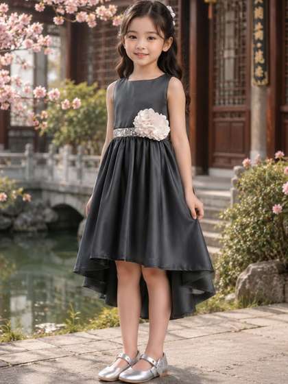 Dripteen Applique
                      Satin Fit & Flare Dress