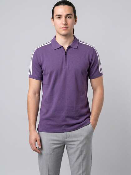 SZN Men Striped Dri-FIT Polo Collar Slim Fit T-shirt