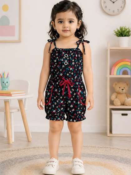 Arshia Fashions Girls
                    Printed Cotton Basic Jumpsuit
