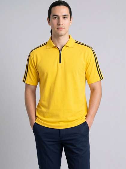 SZN Men Striped Dri-FIT Polo Collar Slim Fit T-shirt