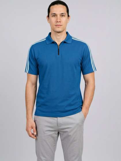 SZN Men Striped Dri-FIT Polo Collar Slim Fit T-shirt