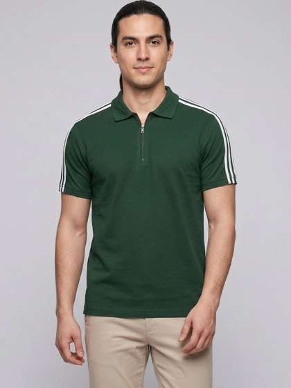 SZN Men Striped Dri-FIT Polo Collar Slim Fit T-shirt