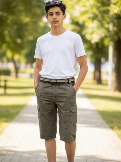 V-Mart Boys Typography
                      Printed Cargo Shorts
