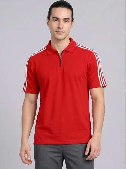 SZN Men Striped Dri-FIT Polo Collar Slim Fit T-shirt