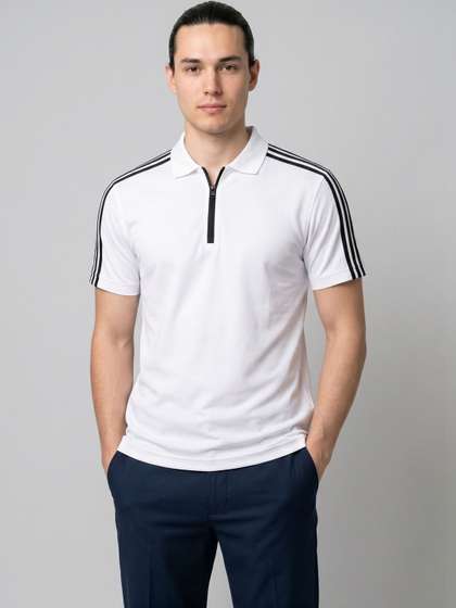 SZN Men Striped Dri-FIT Polo Collar Slim Fit T-shirt
