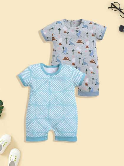 BABY GO Infants Boys
                    Pack of 2 Printed Rompers