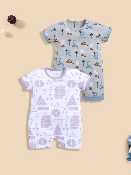 BABY GO Infants Boys
                      Pack of 2 Printed Rompers