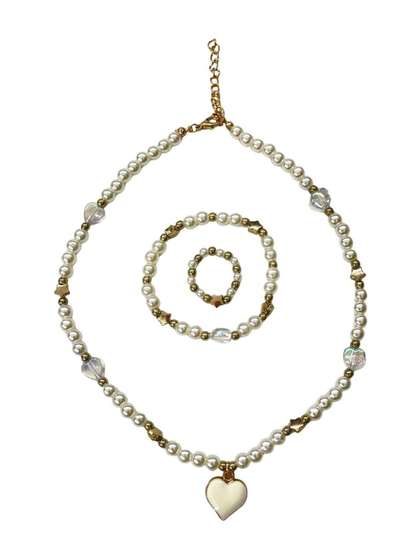 OMID Girls Pearls Beaded
                    Necklace And Bracelet With Finger Ring