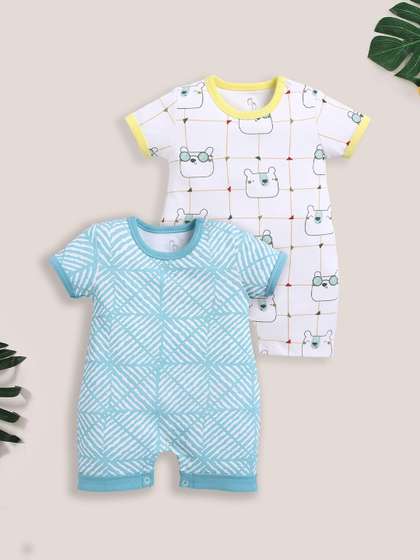 BABY GO Infants Boys
                    Pack of 2 Printed Rompers