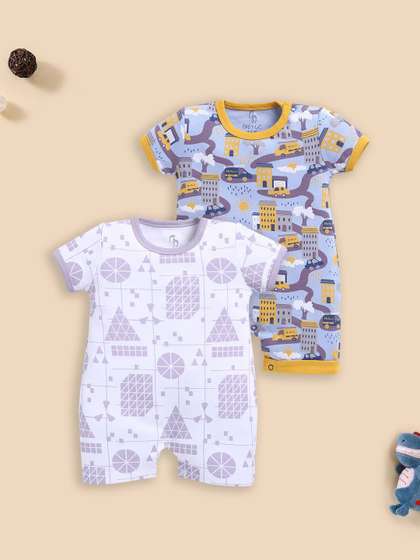 BABY GO Infant Boys
                      Pack of 2 Printed Rompers