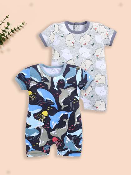 BABY GO Infants Boys
                      Pack of 2 Printed Rompers