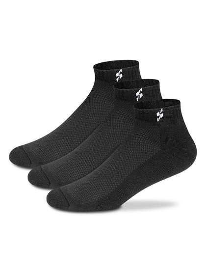 Supersox Men Pack Of 3
                      Black Solid Ankle-Length Cotton Socks
