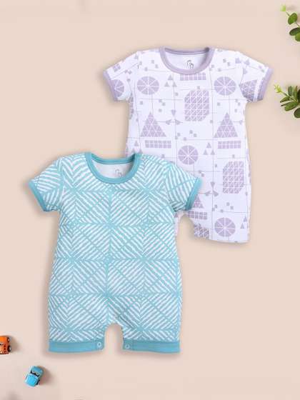BABY GO Infants Boys
                    Pack of 2 Printed Rompers