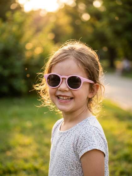 Biglilpeople Unisex Kids
                    Black Lens & Pink Oval Sunglasses with