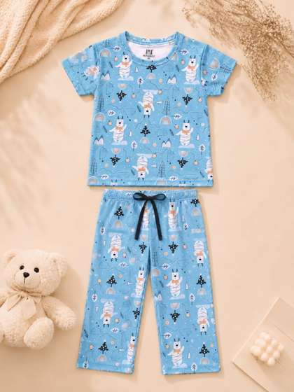 Tiny Town Unisex Kids
                    Printed T-shirt with Pyjamas