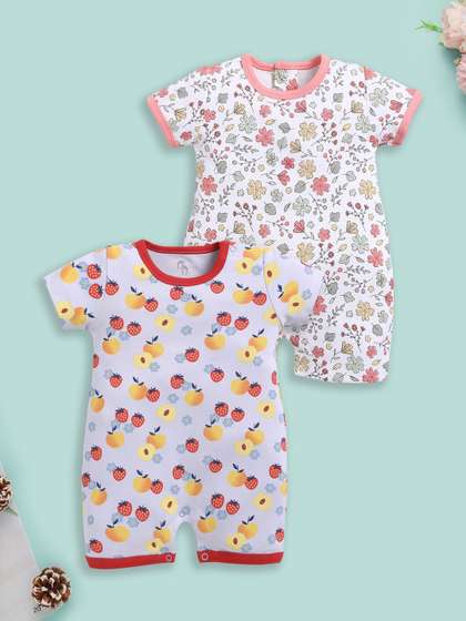 BABY GO Girls Cotton
                    Blend Pack of 2 Rompers