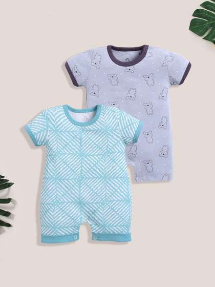 BABY GO Infants Boys
                      Pack of 2 Printed Rompers